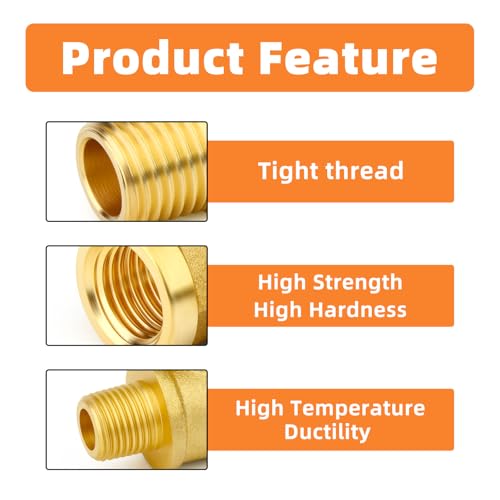 Image of GASHER 6PCS 1 /8 Inch NPT Brass Pipe Fitting, Ball Valve, Barstock Tee Brass Pipe Fitting and Air Hose Fitings