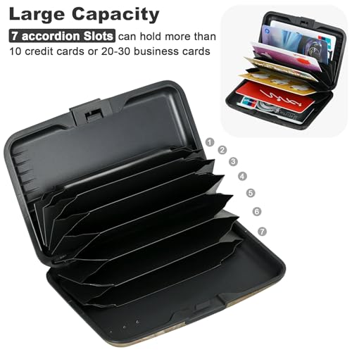 Image of ELFISH Mini RFID Aluminum Wallet Credit Cards Holder Business Card Case Metal ID Case for Men Women(Champagne rose)