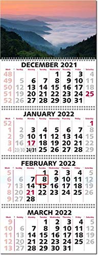 Calendar Company 2022 4 Month At a Glance with Scenic Smoky Mountains (FREE RED DATE SLIDE!) Made in the USA! (Great Smoky Mountains)