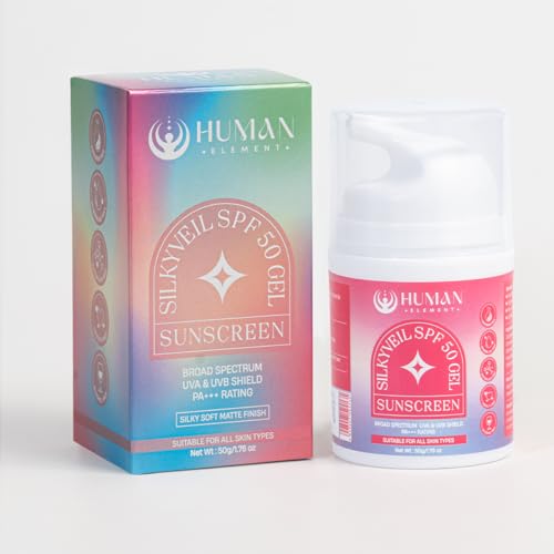 Image of HUMAN ELEMENT SilkyVeil SPF 50 Gel Sunscreen | Broad-Spectrum UVA & UVB Protection | Lightweight, Hydrating & Non-Greasy | Fast-Absorbing Formula for Daily Use | Suitable for All Skin Types | 50g
