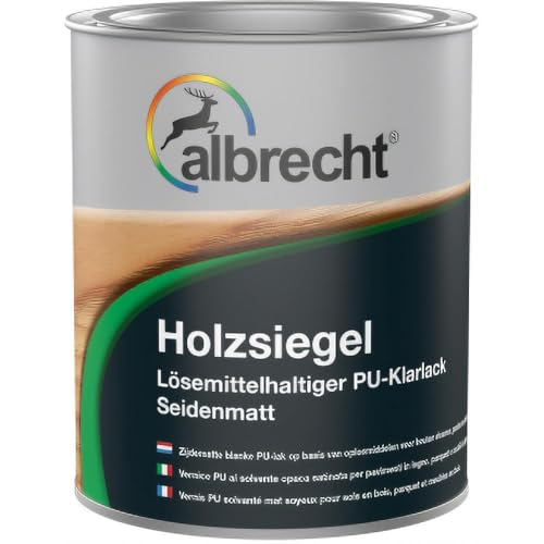 Albrecht Holzsiegel | Farblos Seidenmatt 750 ml | PU‑Alkydharzlack | Strapazierfähige Holzversiegelung | Für Parkett, Möbel & Böden | Innen & Außen