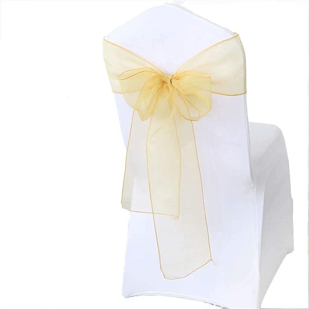 Organza Banquet Chair Sash Sashes Bows Ties for Weddings Party Decoration Gold-25