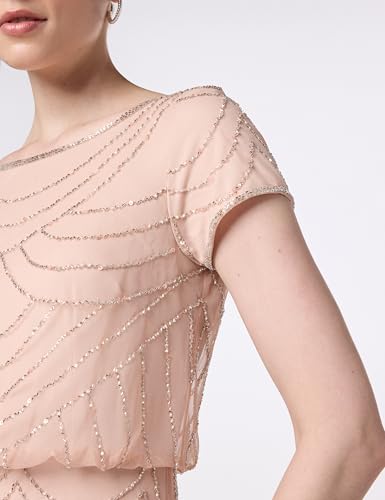 Image of Adrianna Papell Womens Short Sleeve Blouson Beaded Gown