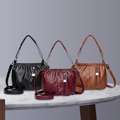 Image of CALANDIS Hobo Bag for Women PU Leather Casual Large Capacity Lightweight Shoulder Bag Brown | Womens Handbags & Bags