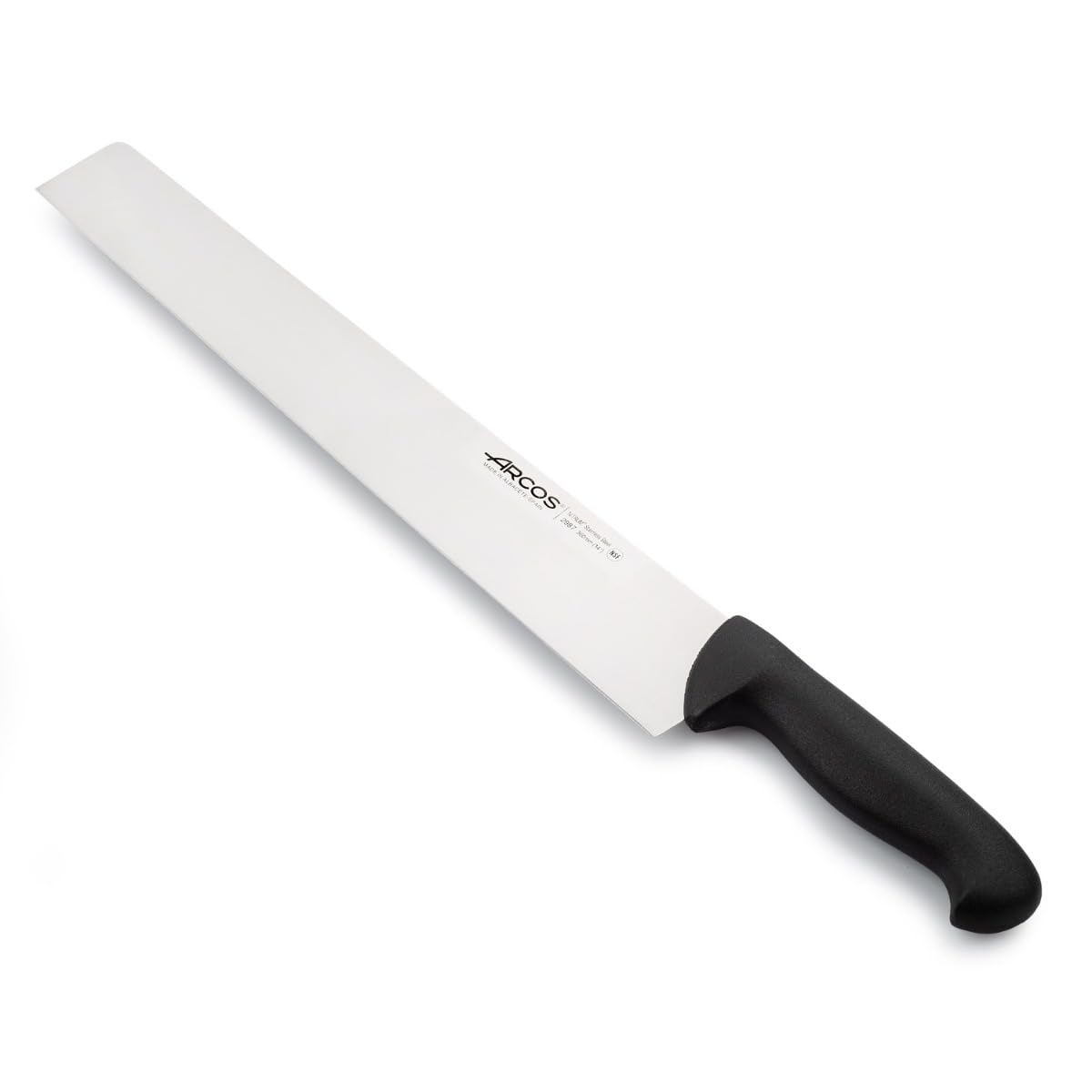 Arcos Couteau Acier Inoxydable NITRUM pour Salami et Fromage, Lame 36 cm, Manche Polypropylène Noir, Série 2900, Coupe Précise et Durable