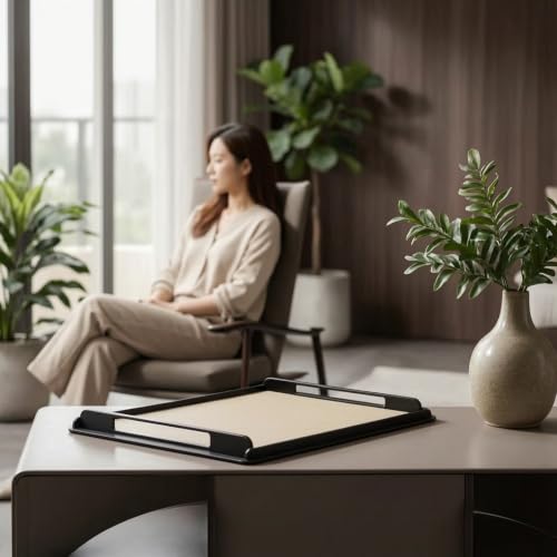 Bandeja rectangular de metal y cuero de mesa organizadora predolo 8