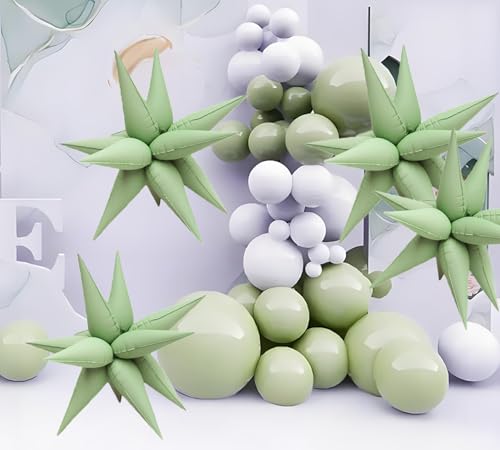Image of 50pcs Matte Green 20' Water Drop Foil Cone Mylar Balloons Matte Green Star Balloons Explosion Star for Girls Boys Birthday Party Wedding Baby Shower Party Decor