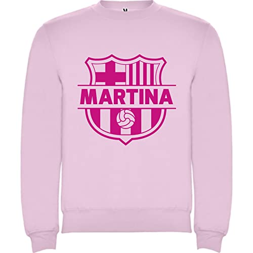 Sudaderas con Cuello Redondo Niño, Sudadera Clásica personalizable, Sudadera Barcelona, sudadera equipo de futbol y nombre. Regalos cumpleaños. Regalos personalizables (9/10 AÑOS, Rosa Claro)