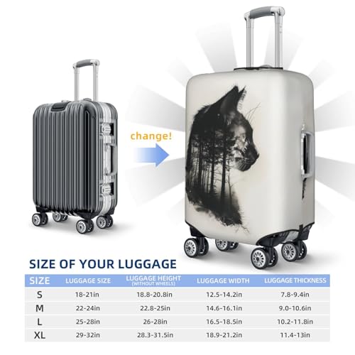 Double Exposure Cat Forest Travel Luggage Covers - Elasticity Suitcase Covers Protector for Luggage 18-32 Inch2