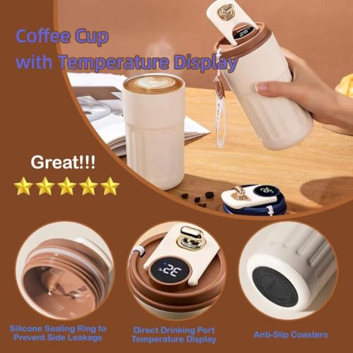 Image of SKDBPM Personalized Stainless Steel Tumbler with Handle, 500ml Capacity, Black Insulated Travel Mug with Straw, Custom Name Design (Coffee Custom Black)