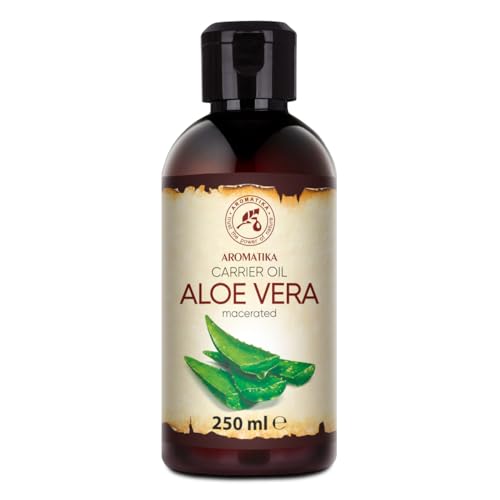 Huile Aloe Vera 250ml - Pressée à Froid - Aloe Barbadensis - Naturel et Pur - Huile de Base - Soins Intensifs pour Visage - Corps - Cheveux - Peau - Ongles