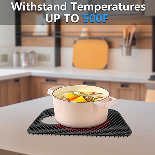 Sink Protectors For Kitchen Sink - Yubird 13.58"X 11.6" Sink Mats, 2 Pcs Silicone Kitchen Sink Mat For Bottom Of Stainless Steel Sink(Black, Rear Drain) #TOP3