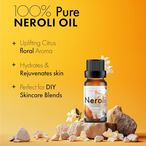 Image of Esslux Neroli Essential Oil - Boosts Sleep Quality and Moisturizes Skin - Neroli Oil for Relaxing Bedtime - 100 Therapeutic Grade for Aromatherapy and Topical Use - 15ml