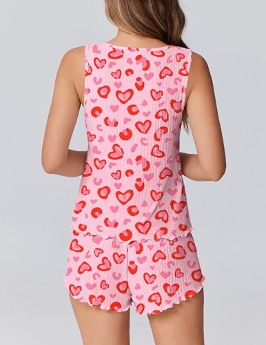 Image of Ekouaer 2 Pieces Womens Tank Top Pajamas Set Soft Sleepwear Cami and Shorts