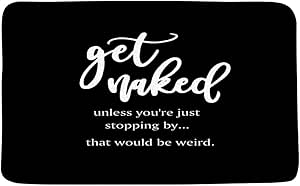 Amazon: FGYGYK Get Naked Bath Mat Funny Quote Cute White Words