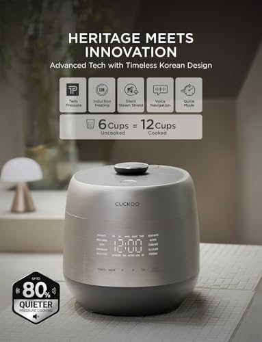 CUCKOO Twin Pressure Rice Cooker 6-Cup Uncooked / 12-Cup Cooked with Induction Heating Technology, Silent Pressure System, Open Cooking Mode, Dynamic Display, Eco Inner Pot, Gray (CRP-PHTR0609FS) - Thumbnail 3