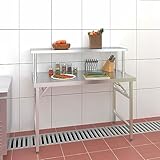 Homgoday Mesa de Trabajo para Cocina con Estante Acero INOX 120x60x115cm Restauración Economía e Industria