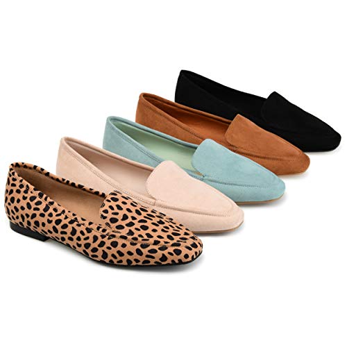 Image of Journee Womens Suede Loafer Flat Square Toe Noticed Topline Padded Block Heel - Tullie Casual Dress Shoe