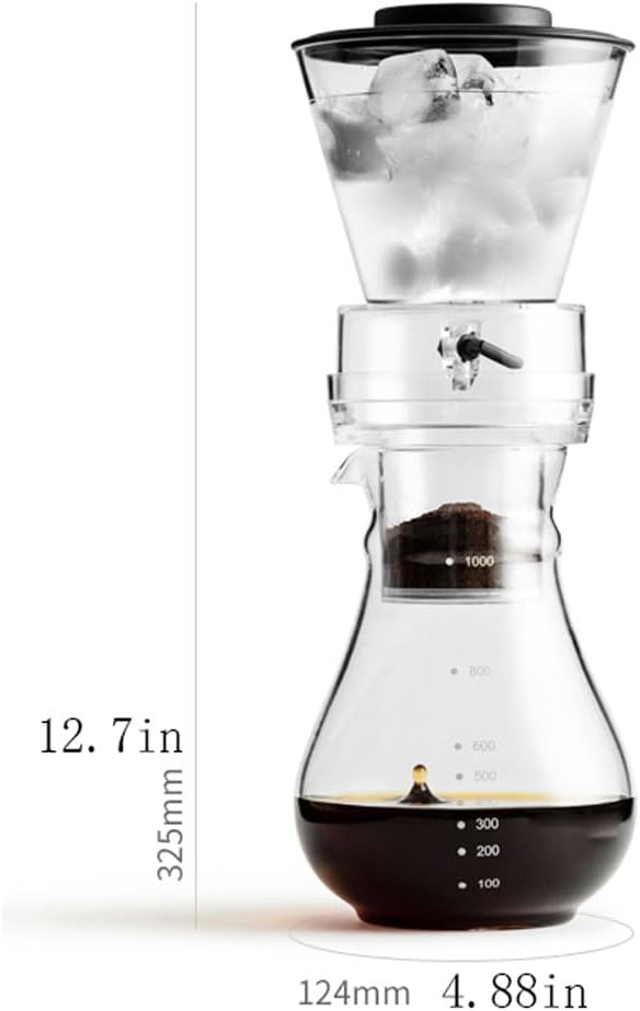 ASSICON Aluminum Espresso Iced Crip Coffee Maker with Adjustable Flow Fits Most, Drip Coffee Makers with Sharing Pot for Home Office Stovetop Coffeemaker