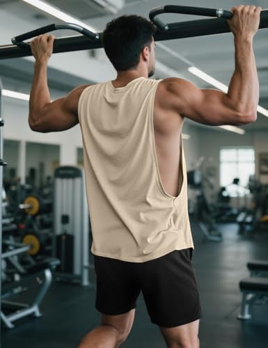 Mens Gym Sleeveless Tank Top Workout Muscle Shirt Cut Open Quick Dry Bodybuilding Vest 1/3 Pack2