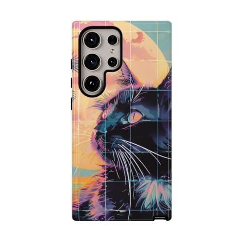 Coque Samsung S24 Ultra Lofi Vaporwave Cat rigide brillante antichoc design