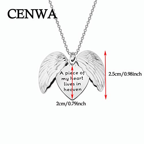 Image of CENWA Memorial Jewelry Sympathy Gift A Piece of My Heart Lives In Heaven Angel Wings Open Locket Necklace (A Piece of My Heart N)