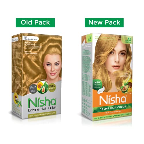 Image of Nisha Golden Blonde Creme Hair Colour For Women and Men Long Lasting Hair Colour 100% Grey Coverage With Henna Extracts Pack of 2 