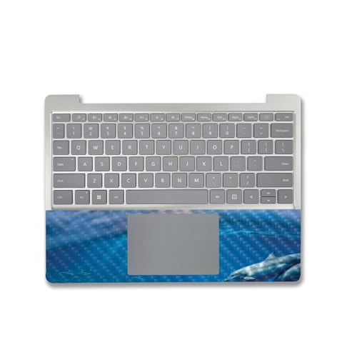 Image of MightySkins Carbon Fiber Skin Compatible with Microsoft Surface Laptop Go 3 (2023) Full Wrap Kit - Tranquil Swim | Protective, Durable Textured Carbon Fiber Finish | Made in The USA