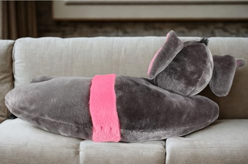 Image of Tickles Elephant Soft Stuffed Plush Animal Bolster Pillow Cushion for Kids Boys & Girls Birthday Gift (Size: 40 cm Color: Grey)