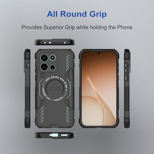 Image of amazon basics Back Case Cover for OnePlus Nord 6 | Magnetic Case with Built-in Metal Ring | Supports MagSafe Charger, Wallet & Car Mount | Shockproof Hybrid PC + TPU | Black