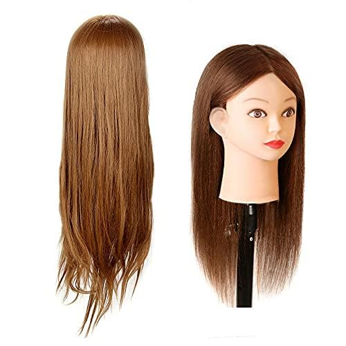 Trintion26" Blonde Training Mannequin Head - High Temperature Synthetic Fiber Cosmetology Doll with Clamp Stand for Hair Braiding & Trimming
