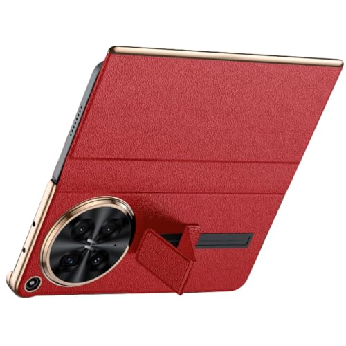 Étui Oppo Find N6 rouge métallisé housse portefeuille avec rabat et dragonne cuir