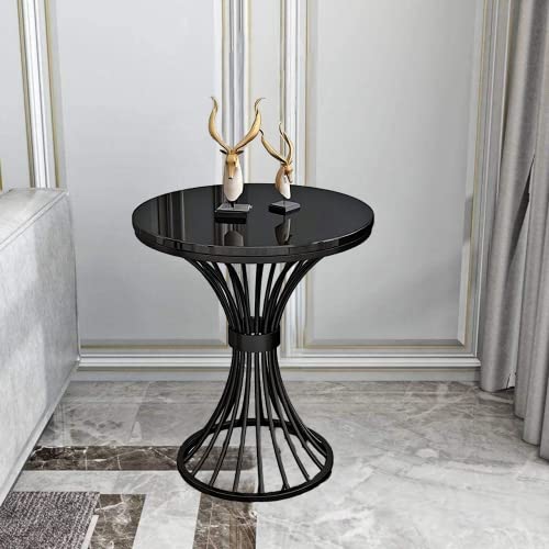 Image of Round Coffee Table Side Table Modern Home Decor Tea End Table for Living Room Bedroom and Balcony (Black)
