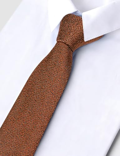 Image of Barry.Wang Skinny Ties for Men Cashmere Wool Blend Necktie with Tie Clip | Tie and Tie Clip Set, Cashmere Wool Blend, Textured Woven Stripe, 2.76 x 63 Inches, Extra Long Slim, Wedding Work Winter