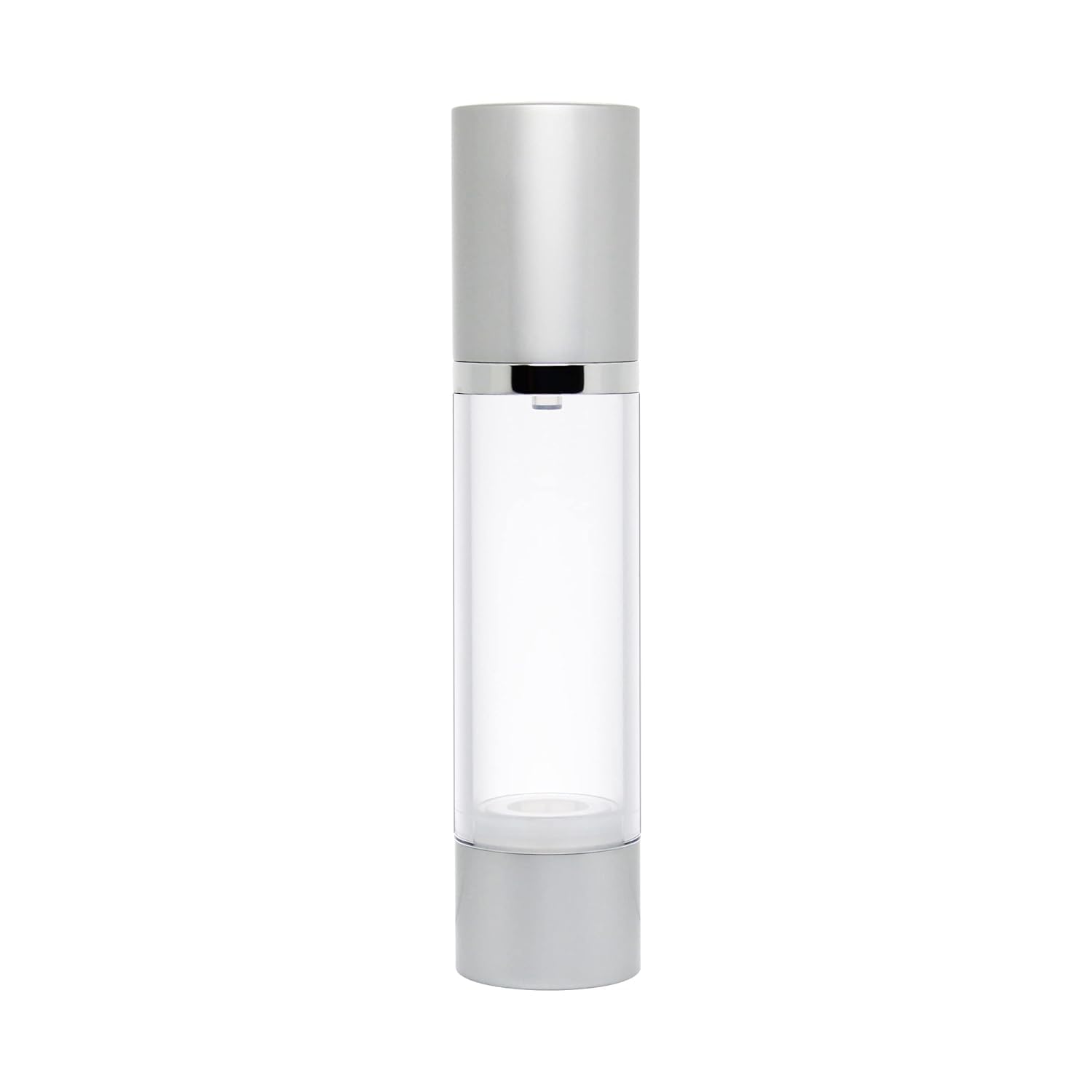 B.H.Industry 50 ml Clear/Transparent Airless Pump Bottle With Matte Silver Finish Cap For Beauty Products, Makeup, Foundations, And Serums. Lightweight And Refillable (2)-image-9