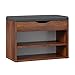 RICOO WM032-EC-A Schuhregal 60x42x30 cm Klein Holz Braun Sitzbank mit Stauraum Sitztruhe Schuhschrank mit Sitzkissen Schuhbank Aufklappbar