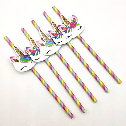 Pailles colorées Papier paille Pailles colorées Pailles à rayures colorées Pailles en papier Licorne Fête d'anniversaire Pailles en papier colorées