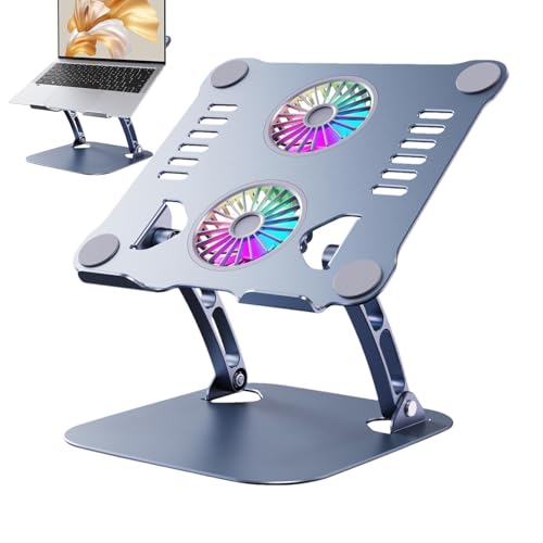 Soporte para Laptop con Ventiladores Ajustable en Altura, Ergonómico y Plegable, con Dos Ventiladores para Refrigeración, Soporte Elevado para Portátiles con Regulación de Altura para Escritorio, Hogar y Oficina miniatura 7