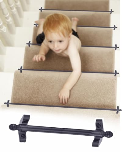 Barras para alfombras de escalera de metal pulido con soportes y tornillos de fijación