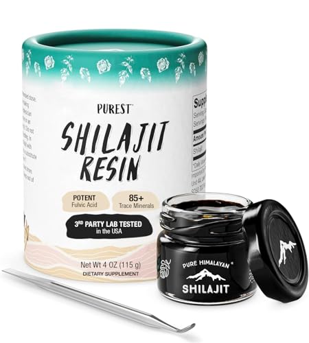 Pure Himalayan Shilajit, High Nutritional Potency, Grade A Shilajit Resin with 85+ Plant-Derived...