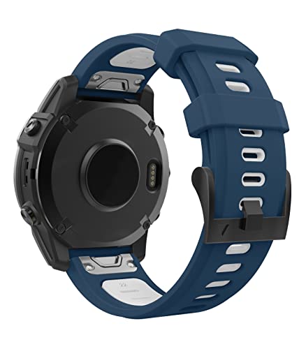 MoKo Correa Compatible con Garmin Fenix 7/7 Pro/6/6 Pro/5/5 Plus/Instinct Solar/Instinct 2/Forerunner 965/955/945, Quick Fit 22mm Pulsera de Repuesto de Silicona Suave Bicolor, Azul/Blanco