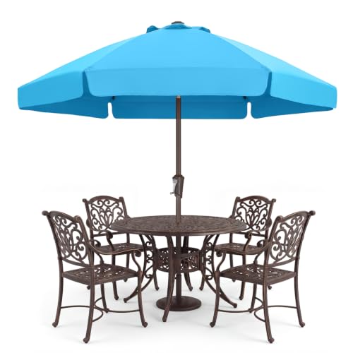 Image of ABCCANOPY 7.5ft Scalloped Patio Umbrella, Outdoor Table Umbrella with Tilt and Crank, Fiberglass Ribs Deck Umbrella for Patio, Pool, Garden, Picnic (Lake)