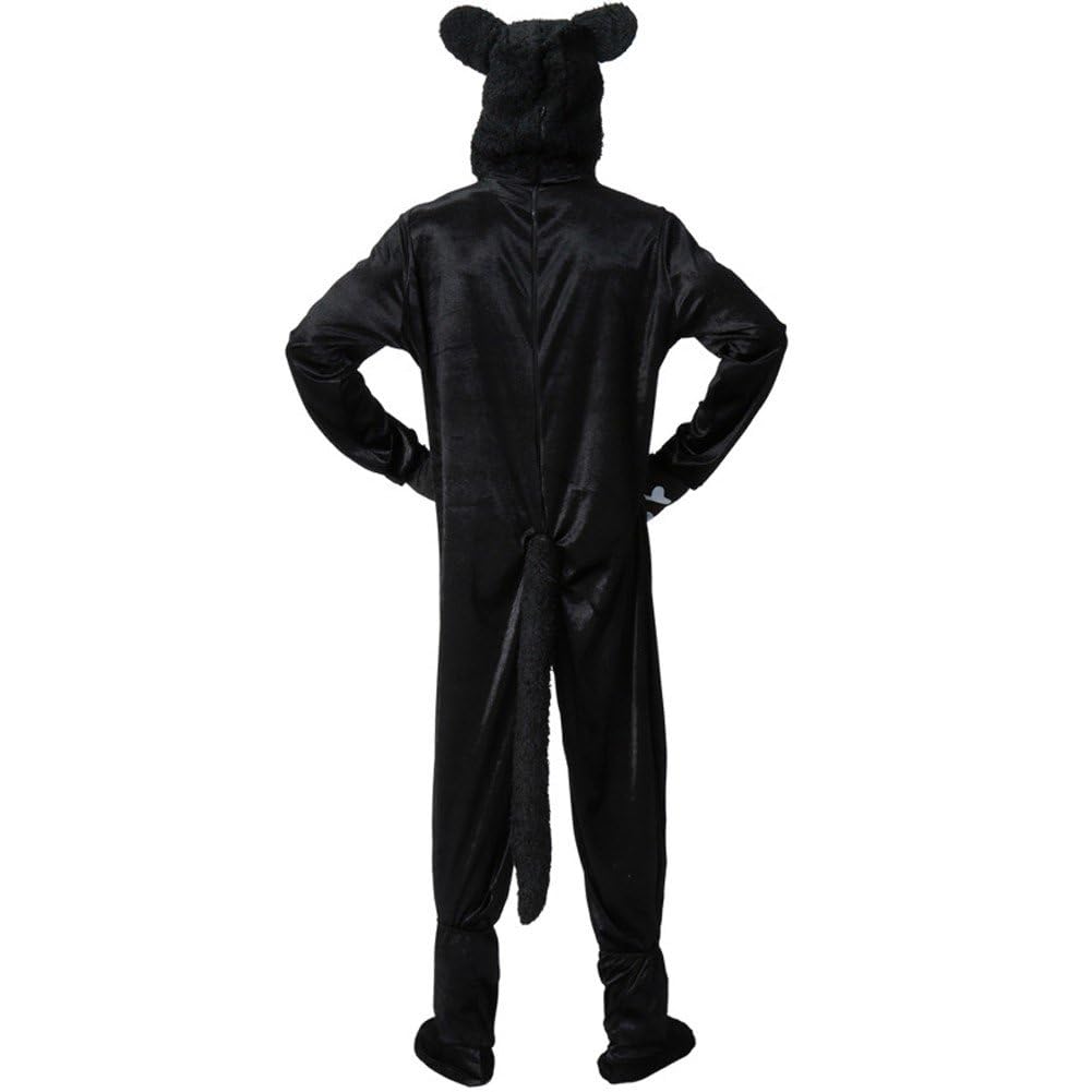 Kostium czarnego kota dla dorosłych, zabawny kombinezon na Halloween, Boże Narodzenie, cosplay, kostium, przebranie dla kobiet, mężczyzn