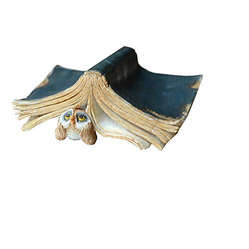 Gemmia Miniatur Feengarten Eule Figurine- Denkende Eule unter Buch