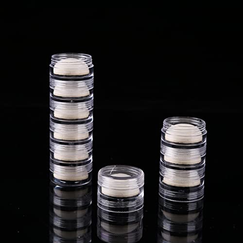 Image of 20 PCS Stackable Plastic Containers, 19x3.5cm / 7.5X.5inClear Storage Box Round Organizer Jars for Beads, Buttons, DIY Art CraftJewelry Nail Accessory