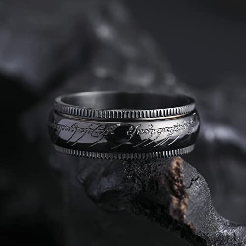 King Will 8Mm Black One Ring For Men Lord Rings Spinner Fidget Ring Anxiety Rings Stainless Steel Ring Stress Relieving Ring For Men 13 #TOP2