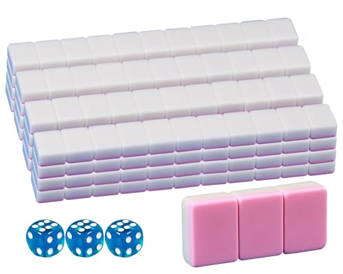 166 Fichas Mahjong en Blanco Rosa 1.2 pulgadas
