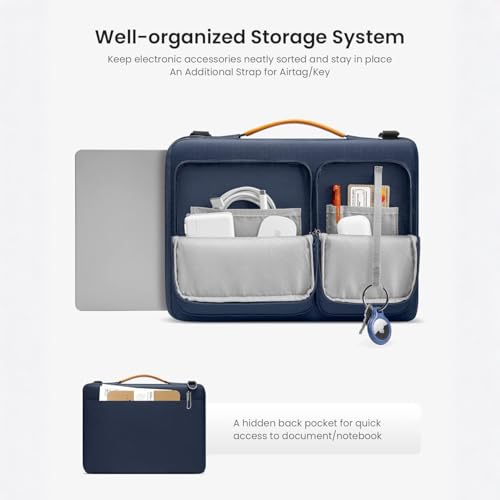 Image of MOCA 360 Protective Laptop Sleeve 13.3 14 Inch for MacBook Pro 14 M1 Pro M1 Max 2021 A2442 Surface Laptop Studio Surface Book 3 2 ASUS VivoBook ZenBook Slim Case (13.3-14 Inch,Navy Blue)