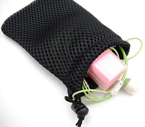 Wholesale Nylon Mesh Drawstring Bag Pouches for Mini Stuff Cellphone Mp3 9x14cm (Black 50 Packs)3