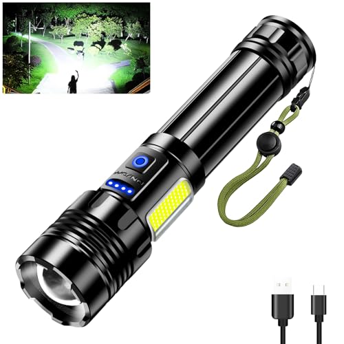 Glarylight Taschenlampe LED Aufladbar,1000000 Lumens Extrem Hell Starke Taschenlampen USB Mit COB Arbeitsleuchte und Lange Betriebsdauer Mit 9 Modi &...